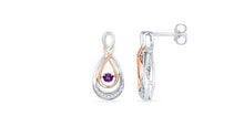 Load image into Gallery viewer, February Birthstone Sterling Silver Round Lab Amethyst Dangle Earrings - Splendid Jewellery