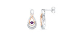 February Birthstone Sterling Silver Round Lab Amethyst Dangle Earrings - Splendid Jewellery