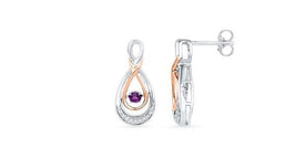 February Birthstone Sterling Silver Round Lab Amethyst Dangle Earrings - Splendid Jewellery