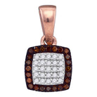Fiery Romance Red Diamond Square Cluster Pendant in 10kt Rose Gold - Splendid Jewellery