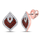 Fiery Rose Gold Diamond Cluster Earrings - 3/8 Cttw - Splendid Jewellery