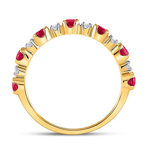 Gemstone Band | 10kt Yellow Gold Womens Round Lab-Created Ruby Band Ring 1 Cttw | Splendid Jewellery GND