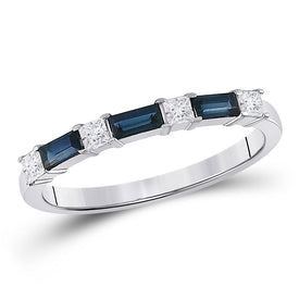 Radiant Blue Sapphire and Diamond Anniversary Band - Top View