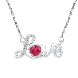 Gemstone Chain Necklace | Sterling Silver Womens Round Lab-Created Ruby Love Heart Necklace 1/2 Cttw | Splendid Jewellery GND