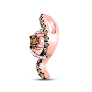 Gemstone Fashion Pendant | 10kt Rose Gold Womens Round Smoky Quartz Diamond Fashion Pendant 1/3 Cttw | Splendid Jewellery GND