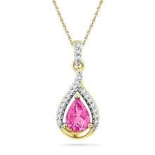 Load image into Gallery viewer, Enchanting Pink Sapphire Diamond Pendant - 10kt Yellow Gold  Top View from Splendid Jewellery