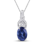 Oceanic Elegance: Sterling Silver Blue Sapphire Diamond Pendant  Top View from Splendid Jewellery
