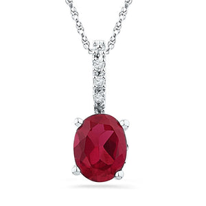 Gemstone Fashion Pendant | Sterling Silver Womens Oval Lab-Created Ruby Solitaire Pendant 1 Cttw | Splendid Jewellery GND
