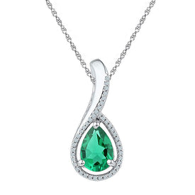 Enchanting Sterling Silver Emerald Teardrop Pendant  Top View from Splendid Jewellery