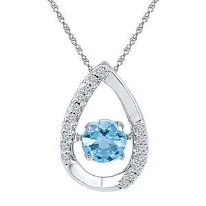 Gemstone Fashion Pendant | Sterling Silver Womens Round Lab-Created Blue Topaz Teardrop Moving Twinkle Pendant 3/4 Cttw | Splendid Jewellery GND