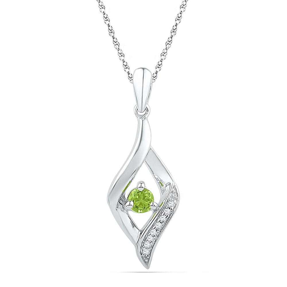 Gemstone Fashion Pendant | Sterling Silver Womens Round Lab-Created Green Peridot Oval Pendant 1/5 Cttw | Splendid Jewellery GND