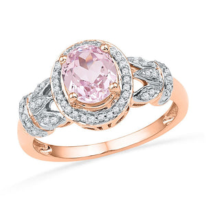 Gemstone Fashion Ring | 10kt Rose Gold Womens Oval Morganite Diamond Solitaire Ring 1 Cttw | Splendid Jewellery GND