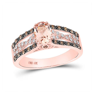 Gemstone Fashion Ring | 10kt Rose Gold Womens Oval Morganite Diamond Solitaire Ring 3/4 Cttw | Splendid Jewellery GND