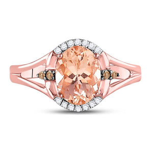 Gemstone Fashion Ring | 10kt Rose Gold Womens Oval Morganite Fashion Solitaire Ring 2 Cttw | Splendid Jewellery GND