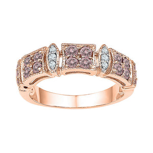 Gemstone Fashion Ring | 10kt Rose Gold Womens Round Morganite Diamond Band Ring 5/8 Cttw | Splendid Jewellery GND