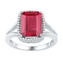Load image into Gallery viewer, Radiant Ruby Majesty Ring Top View from Splendid Jewellery
