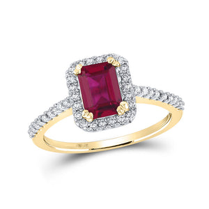 Gemstone Fashion Ring | 10kt Yellow Gold Womens Emerald Lab-Created Ruby Solitaire Ring 1-3/4 Cttw | Splendid Jewellery GND