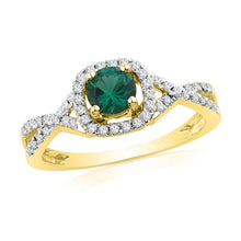 Load image into Gallery viewer, Radiant Emerald Dreams 10kt Yellow Gold Gemstone Fashion Ring Top View from Splendid Jewellery