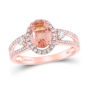 Gemstone Fashion Ring | 14kt Rose Gold Womens Oval Morganite Solitaire Ring 1-3/8 Cttw | Splendid Jewellery GND