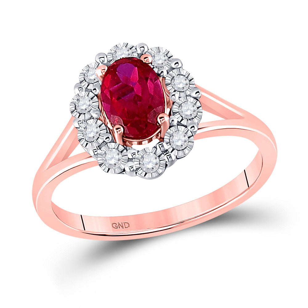 Gemstone Fashion Ring | 14kt Rose Gold Womens Oval Ruby Diamond Solitaire Ring 1-1/4 Cttw | Splendid Jewellery GND