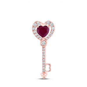 Gemstone Heart & Love Symbol Pendant | 10kt Rose Gold Womens Heart Ruby Heart Pendant 5/8 Cttw | Splendid Jewellery GND
