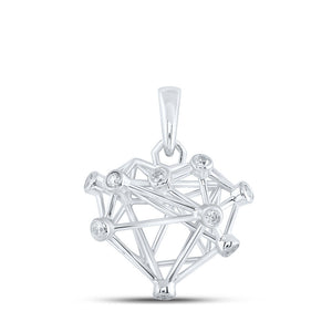 Gemstone Heart & Love Symbol Pendant | 10kt White Gold Womens Round Diamond Heart Pendant 1/10 Cttw | Splendid Jewellery GND