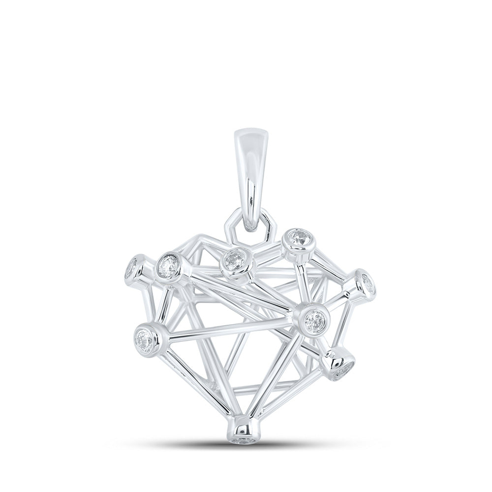Gemstone Heart & Love Symbol Pendant | 10kt White Gold Womens Round Diamond Heart Pendant 1/10 Cttw | Splendid Jewellery GND