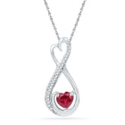 Radiant Love: Sterling Silver Heart & Ruby Pendant with Diamond Accents  Top View from Splendid Jewellery