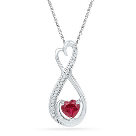 Radiant Love: Sterling Silver Heart & Ruby Pendant with Diamond Accents  Top View from Splendid Jewellery