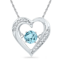 Load image into Gallery viewer, Enchanting Love&#39;s Radiance Pendant | Sterling Silver Heart-Shaped Blue Topaz Pendant  Top View from Splendid Jewellery