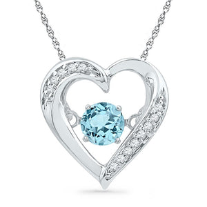 Gemstone Heart & Love Symbol Pendant | Sterling Silver Womens Round Lab-Created Blue Topaz Heart Pendant 1/3 Cttw | Splendid Jewellery GND