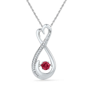 Gemstone Heart & Love Symbol Pendant | Sterling Silver Womens Round Lab-Created Ruby Diamond Infinity Pendant 1/3 Cttw | Splendid Jewellery GND