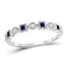 Princess Blue Sapphire Diamond Stackable Band Ring - A Mesmerizing Beauty Top view from the 10Kt White Gold Womens Princess Blue Sapphire Diamond Stackable Band Ring 1 8 Cttwpin273921 collection by Splendid Jewellery