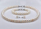 Genuine Freshwater Pearl Bridal Jewellery Set with Necklace, Bracelet and Earrings - Splendid Jewellery