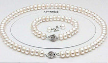 Load image into Gallery viewer, Genuine Freshwater Pearl Bridal Jewellery Set with Necklace, Bracelet and Earrings - Splendid Jewellery