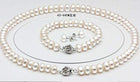 Genuine Freshwater Pearl Bridal Jewellery Set with Necklace, Bracelet and Earrings - Splendid Jewellery