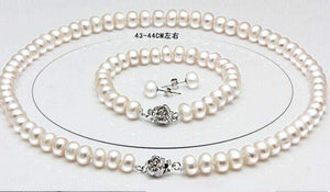 Genuine Freshwater Pearl Bridal Jewellery Set with Necklace, Bracelet and Earrings Splendid Jewellery