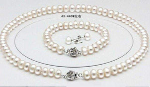 Genuine Freshwater Pearl Bridal Jewellery Set with Necklace, Bracelet and Earrings Splendid Jewellery