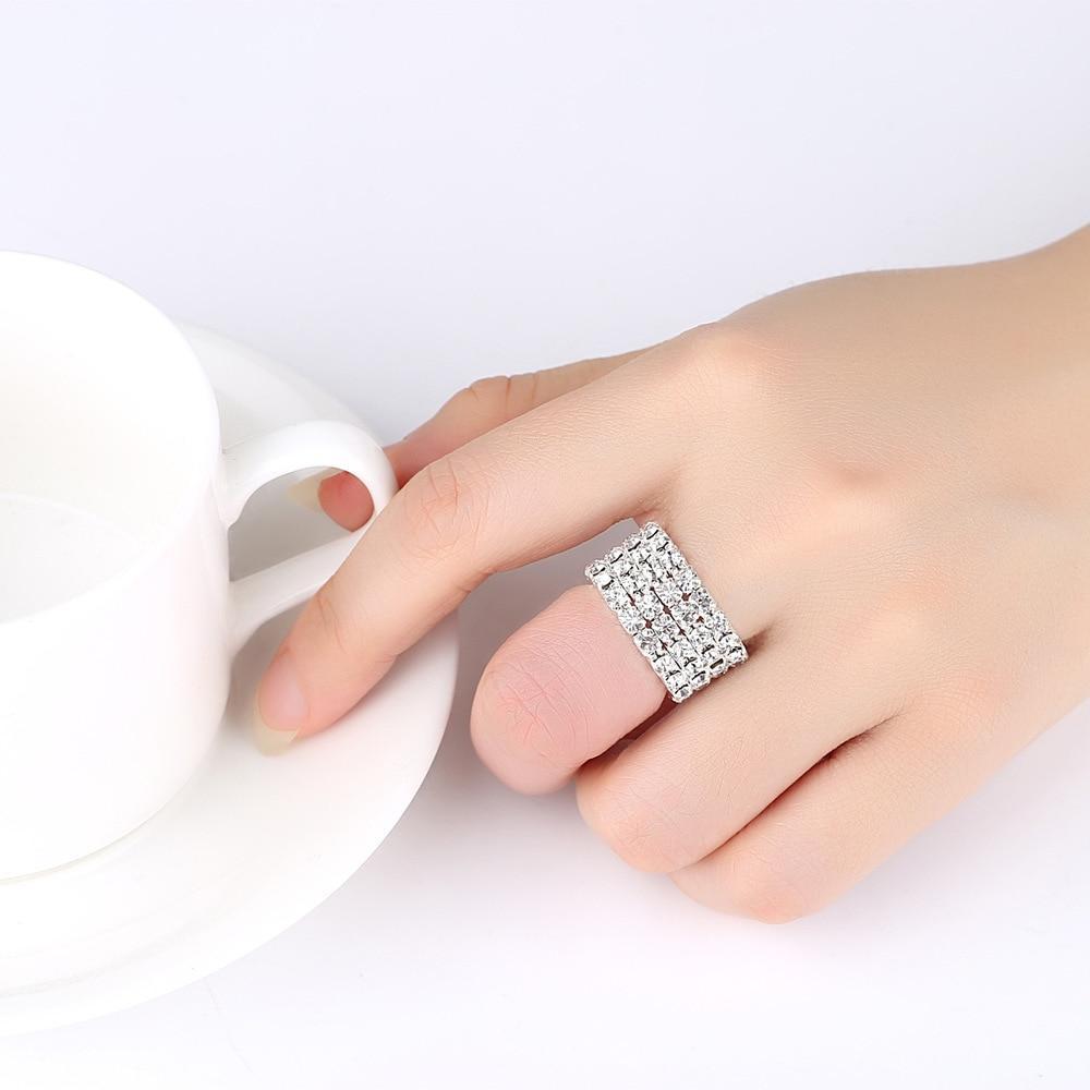 Geometric Crystal Bridal Jewelry Set Complete With Ring & Bracelet - Splendid Jewellery