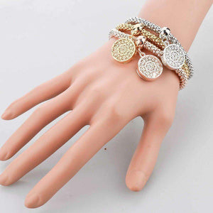 Gold Color Chain Bracelet Round Hollow Charm Bracelets Splendid Jewellery