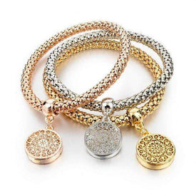 Gold Color Chain Bracelet Round Hollow Charm Bracelets Splendid Jewellery