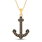 Golden Seascape Diamond Pendant | 10kt Yellow Gold Round Brown Diamond Anchor Nautical Pendant 1/5 Cttw | Splendid Jewellery - Splendid Jewellery