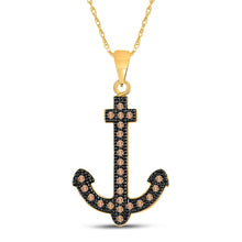 Load image into Gallery viewer, Golden Seascape Diamond Pendant | 10kt Yellow Gold Round Brown Diamond Anchor Nautical Pendant 1/5 Cttw | Splendid Jewellery - Splendid Jewellery