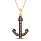 Golden Seascape Diamond Pendant | 10kt Yellow Gold Round Brown Diamond Anchor Nautical Pendant 1/5 Cttw | Splendid Jewellery - Splendid Jewellery