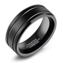 Load image into Gallery viewer, Grooved Black Tungsten Wedding Ring Splendid Jewellery