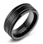 Grooved Black Tungsten Wedding Ring Splendid Jewellery