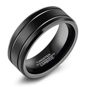 Grooved Black Tungsten Wedding Ring Splendid Jewellery
