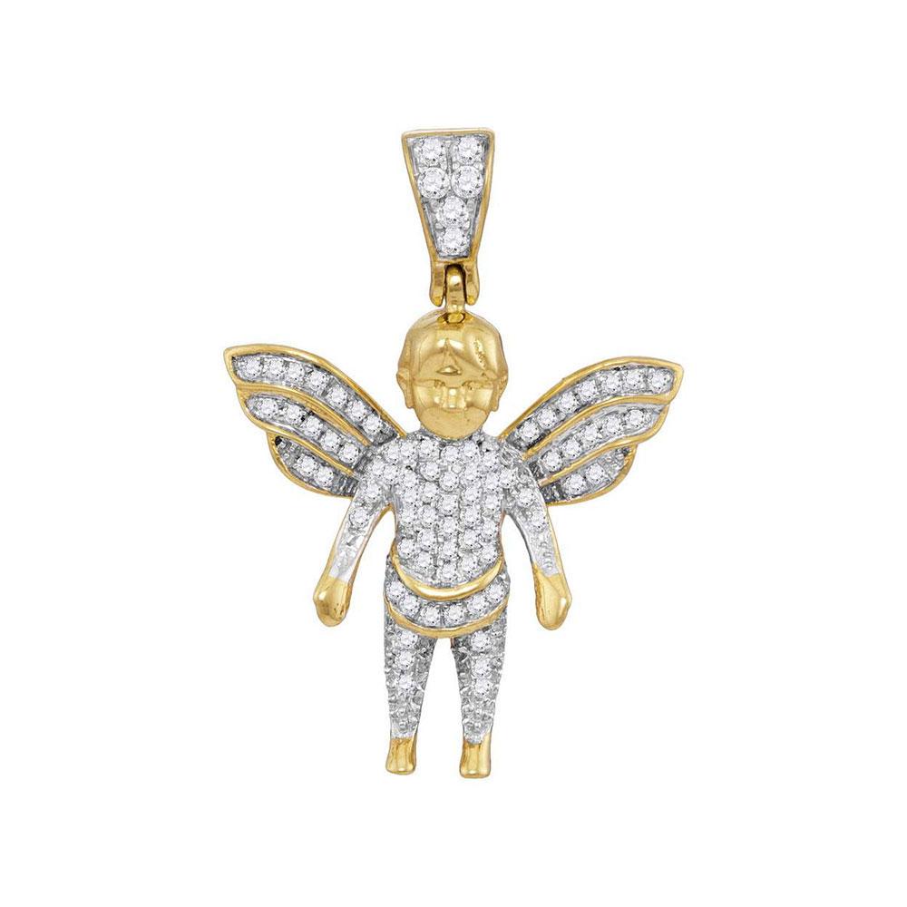 Guardian Angel Diamond Charm Pendant in 10kt Yellow Gold - 1/3 Cttw for Men by Splendid Jewellery - Splendid Jewellery