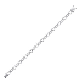 Heart Embrace Sterling Silver Diamond Link Bracelet - 1/12 Cttw - Splendid Jewellery