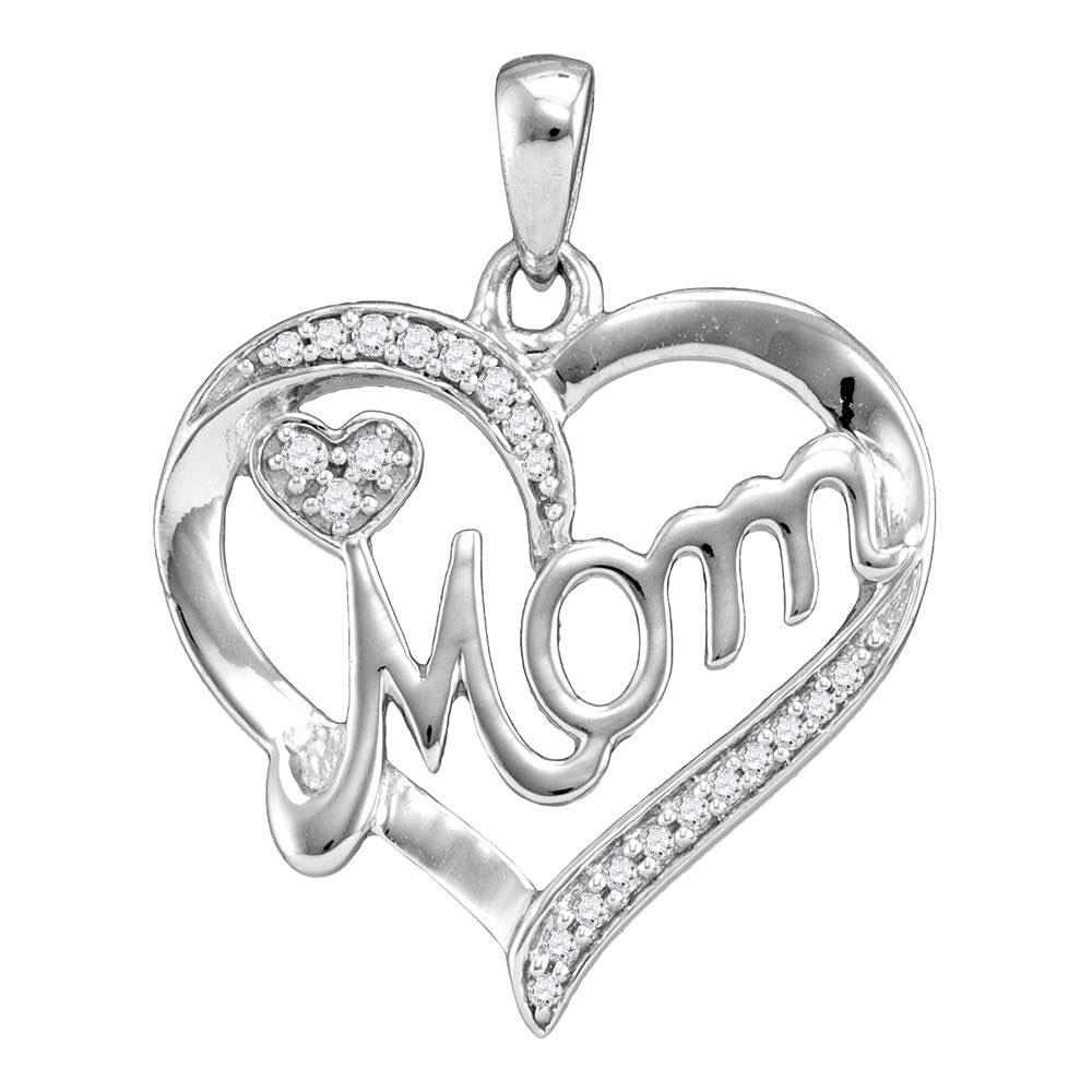 Heart of Love Diamond Pendant | Sterling Silver Round Diamond Mom Mother Heart Pendant 1/10 Cttw | Splendid Jewellery - Splendid Jewellery